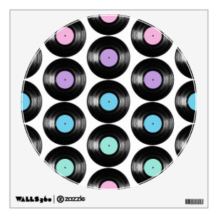 Retro Vinyl Records Colorful Pattern Design Wall Decal