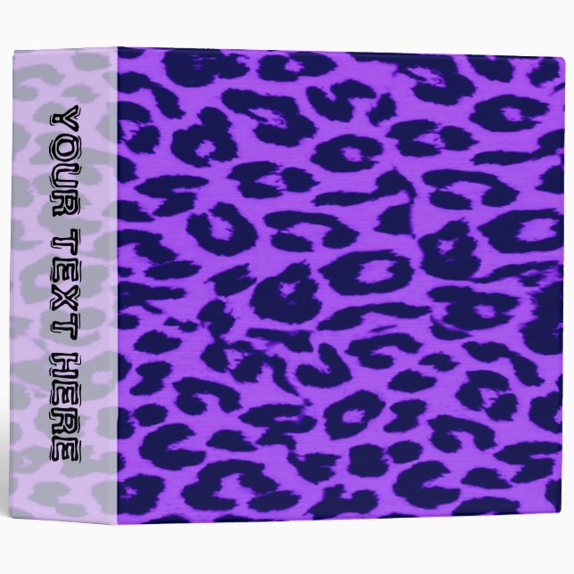 Retro violet pattern leopard fur texture 3 ring binder (Front/Spine)