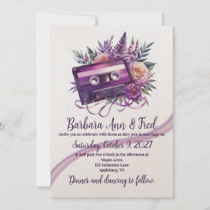 Retro Violet Vibes Cassette Tape Invitation Card