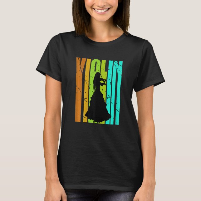 Retro Violin Silhouette Vintage Distressed Violini T-Shirt (Front)