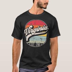 Retro Virginia Home State VA Cool 70s Style Sunset T-Shirt