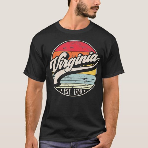 Retro Virginia Home State VA Cool 70s Style Sunset T_Shirt