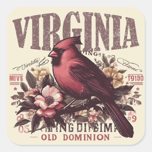 Retro Virginia Square Sticker