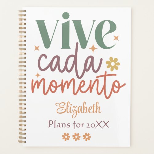 Retro Vive Cada Momento Inspirational Quote Planner