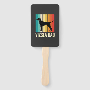 Retro Vizsla Dad Dog Silhouette Hand Fan