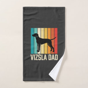 Retro Vizsla Dad Dog Silhouette Hand Towel