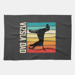 Retro Vizsla Dad Dog Silhouette Kitchen Towel