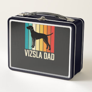 Retro Vizsla Dad Dog Silhouette Metal Lunch Box