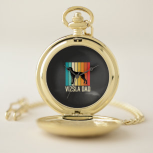 Retro Vizsla Dad Dog Silhouette Pocket Watch