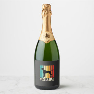 Retro Vizsla Dad Dog Silhouette Sparkling Wine Label
