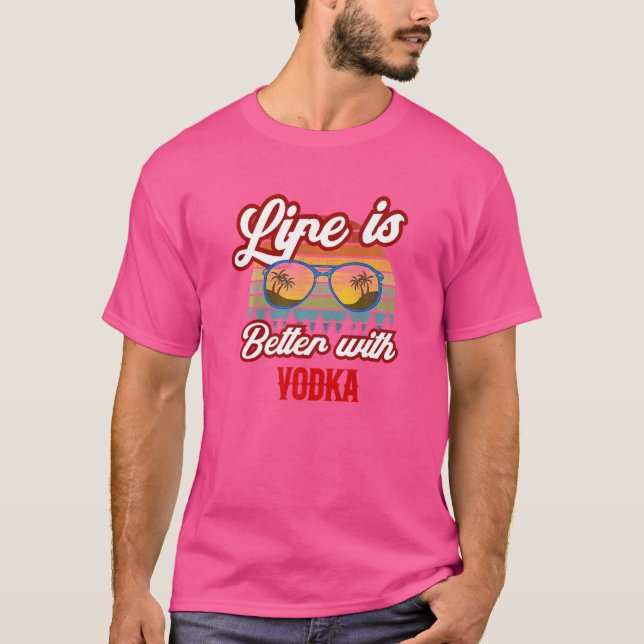 Retro Vodka Sunset  With Vodka T-Shirt (Front)