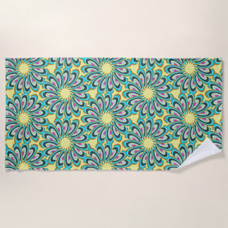 Retro Vortex Petal Burst Pattern Beach Towel