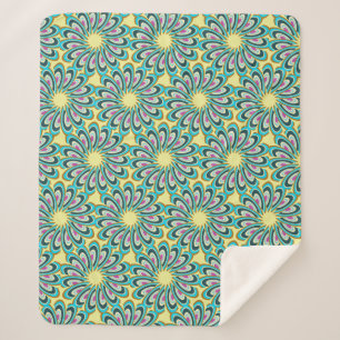 Retro Vortex Petal Burst Pattern Sherpa Blanket