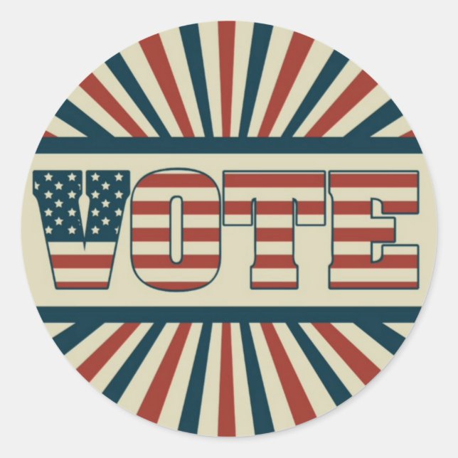 Retro vote, all gear classic round sticker (Front)