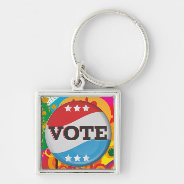 Retro Vote Badge Keychain (Front)