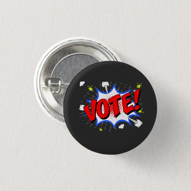 Retro Vote Shirt Get Out the Vote and 70's Cartoon Button (Front & Back)