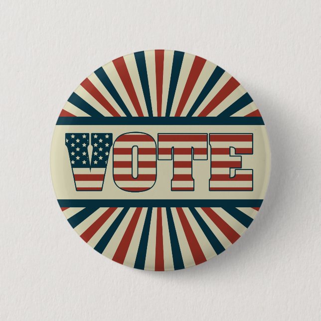 Retro voting gear pinback button (Front)