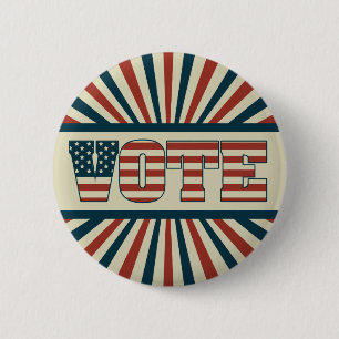 Retro voting gear pinback button