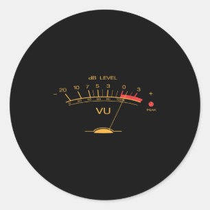 Retro Vu Meter Vintage Audio Engineer Recording Me Classic Round Sticker