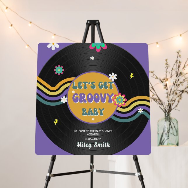 Retro Vynil Record Groovy Baby Shower 70s 80s Girl Foam Board (In Situ (Stand))