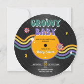 Retro Vynil Record Groovy Baby Shower 70s 80s Girl Invitation (Front)