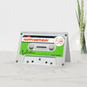 Retro W1 Audiotape K7 50th birthday recto-verso C Card