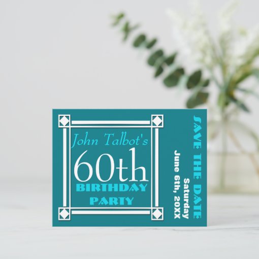 Retro W 60th birthday Party Save the date Announcement Postcard | Zazzle