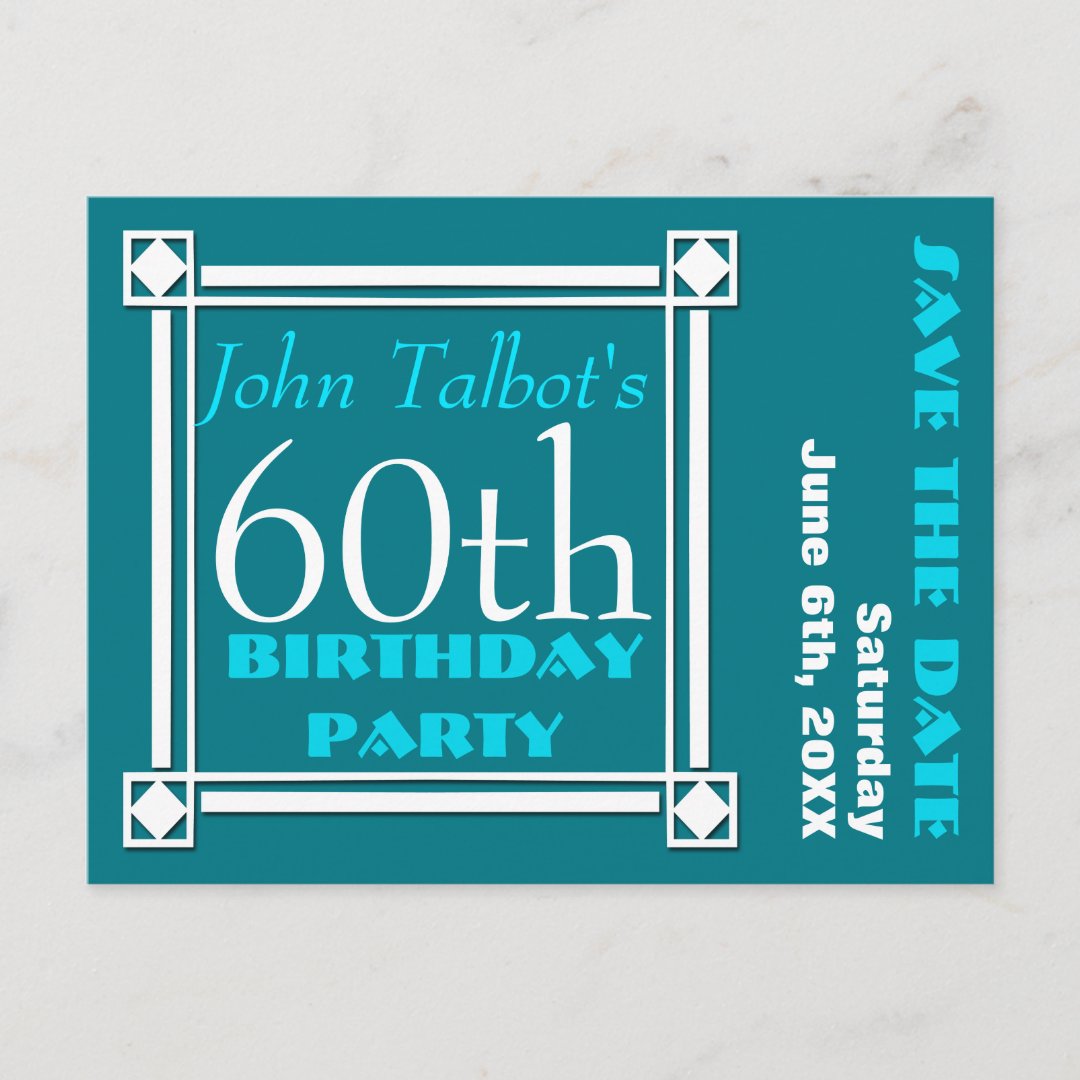 Retro W 60th birthday Party Save the date Announcement Postcard | Zazzle