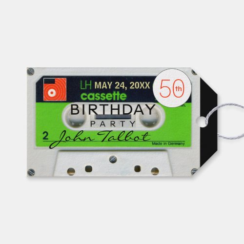 Retro W Audiotape 50th Birthday Thank You Gift Tag