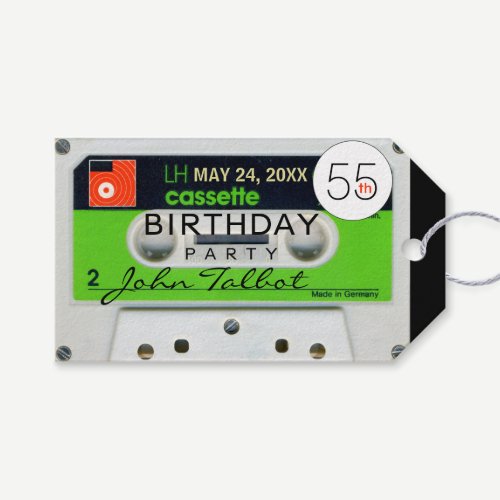 Retro W Audiotape 55th birthday Thank You Gift Tag