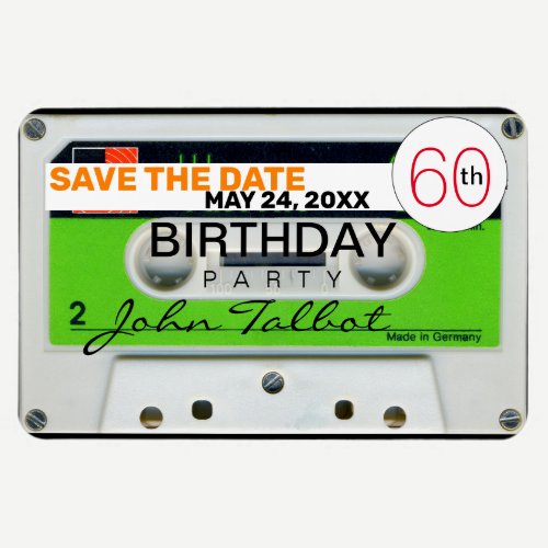 Retro W Audiotape 60th birthday Save The Date FPM Magnet