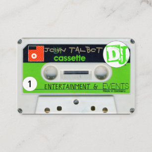 Retro W Audiotape Cassette DJ Business Cards