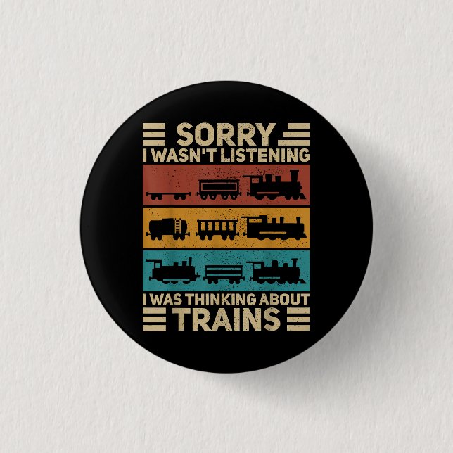 Retro Wagon Train Lover Model Railroad Conductor F Button (Front)