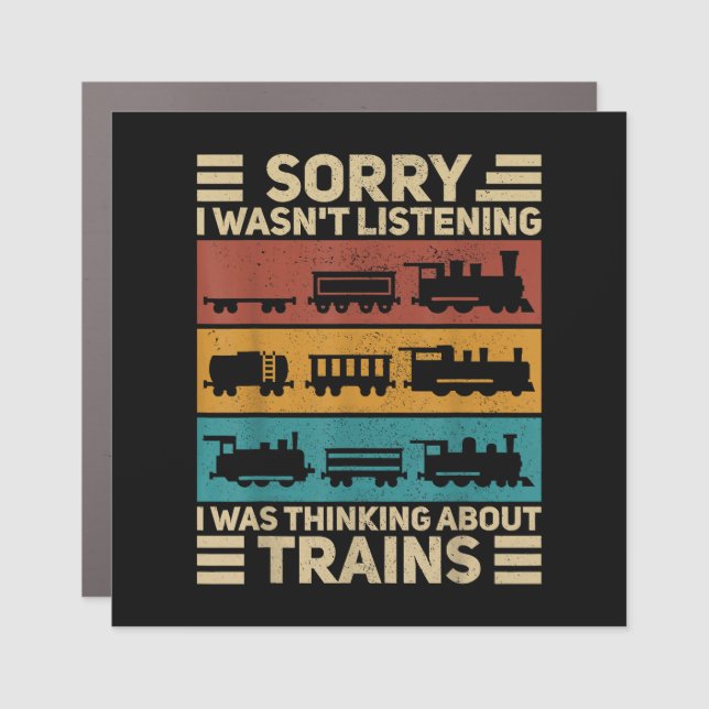 Retro Wagon Train Lover Model Railroad Conductor F Car Magnet (Front)