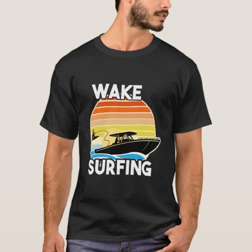 Retro Wake Surfing Gift Shirt Vintage Boat Lake Wa