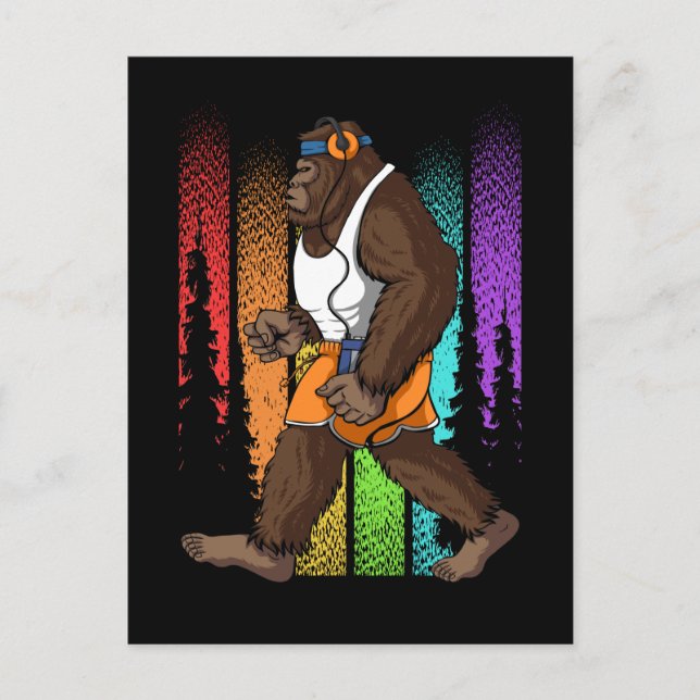 Retro Walking Bigfoot Weird Postcard (Front)