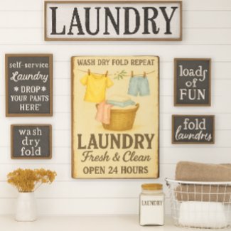 Retro Wall Art Laundry Room Metal Print