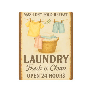 Retro Wall Art Laundry Room Metal Print