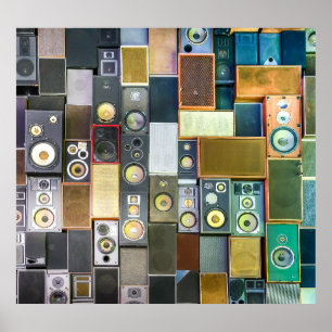 Retro Wall-Hung: Vintage Speaker Design Poster