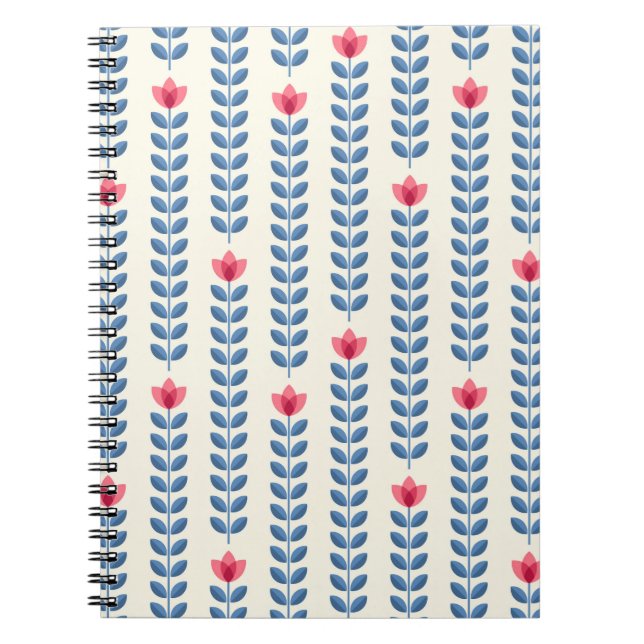 Retro wallpaper - floral pattern with abstract sca notebook (Front)