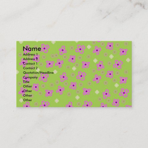 Retro Wallpaper Lime Green &amp; Pink Business Cards