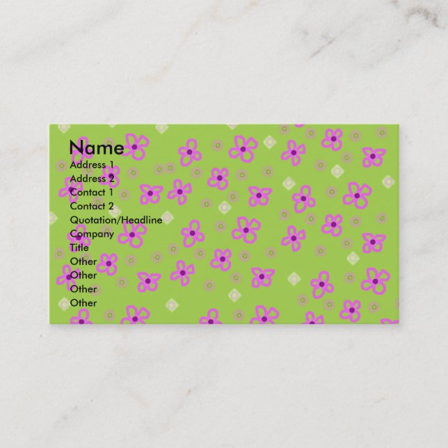 Retro Wallpaper Lime Green & Pink Business Card (Front)