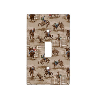 Retro Wallpaper Rodeo Cowboy Light Switch Plate