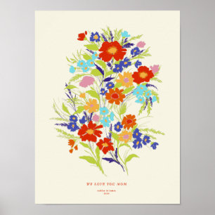 Retro Wallpaper Wildflower Art Print with Text
