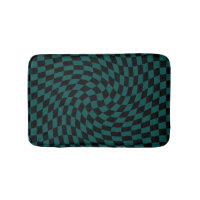Retro Warped Jungle Green Black Checks Checkered  