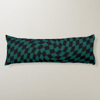 Retro Warped Jungle Green Black Checks Checkered