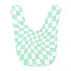 Retro Warped Pastel Mint Check Checks Checkered Baby Bib