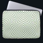 Retro Warped Sage Green White Checks Checkered   Laptop Sleeve<br><div class="desc">Retro warped checks checkerboard design,  in a Sage Green and white color combination. Retro checkerboard twirled seventies psychedelic style modern design home decor,  dorm room,  office and school products and retro warped checkered gifts.</div>