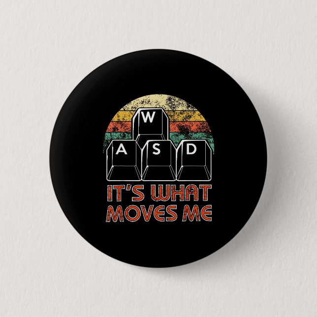 Retro Wasd Gaming Keys Funny Pc Gamer Design  Button (Front)