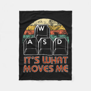 Retro Wasd Gaming Keys Funny Pc Gamer Design  Fleece Blanket